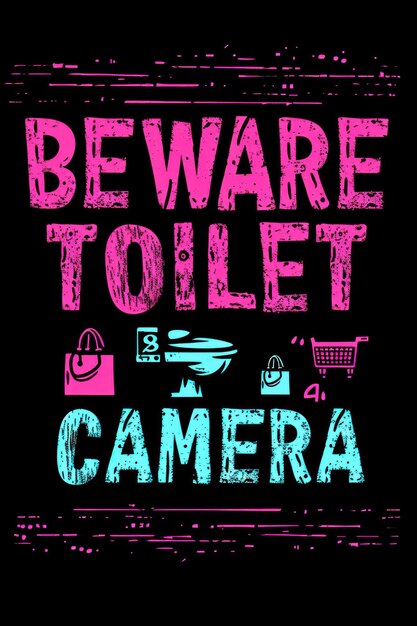 Photo a pink and blue sign that says beware toilet camera ai