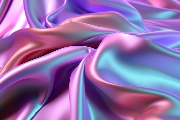 Pink and blue silk fabric that is blowing in the wind.