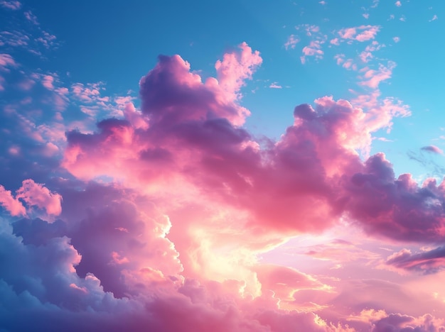 a pink and blue sky in the summer