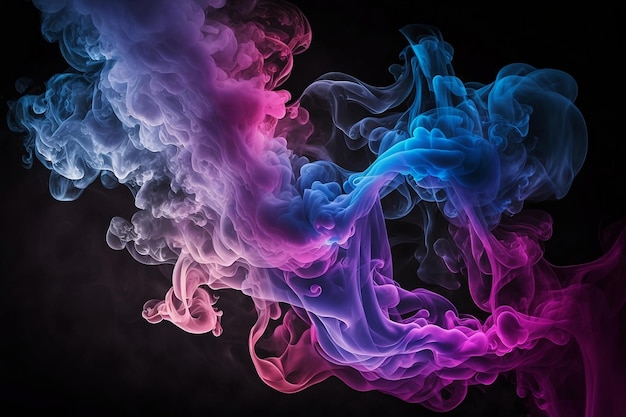 Photo pink and blue smoke abstract background