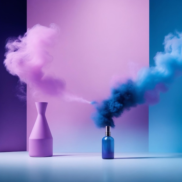 Pink and blue smoke background