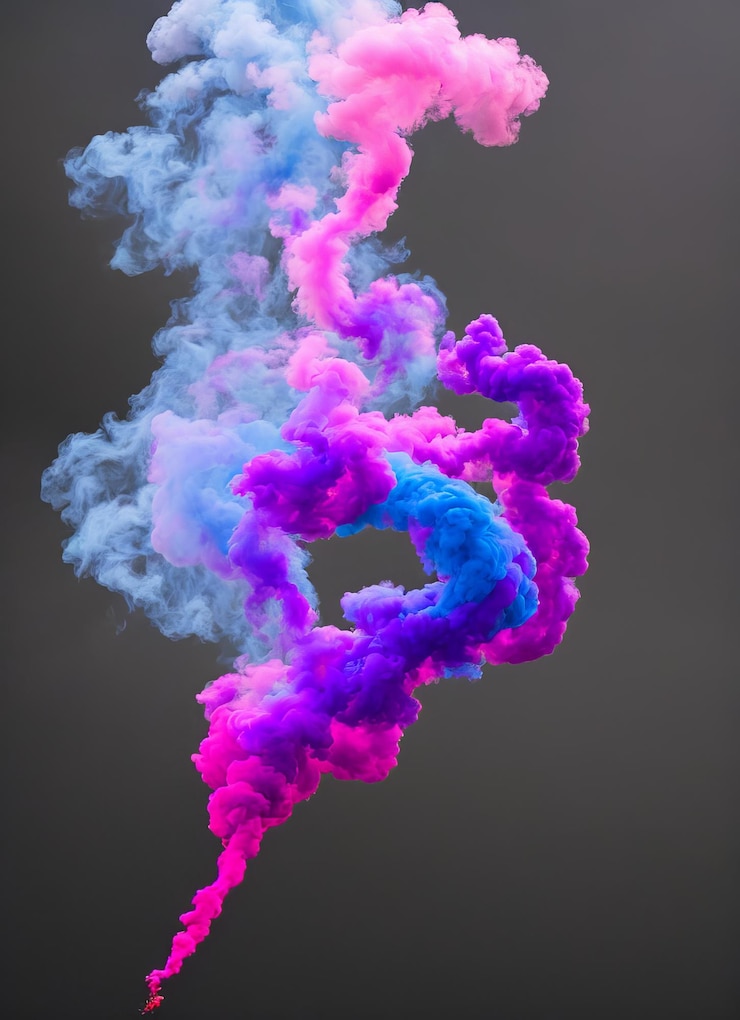 Photo a pink and blue smoke with the word " smudge " on it