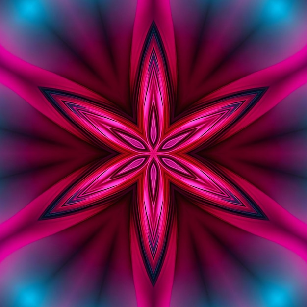 A pink and blue star design with a star in the center