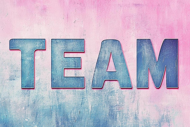 Photo a pink and blue wall with the word team written on it