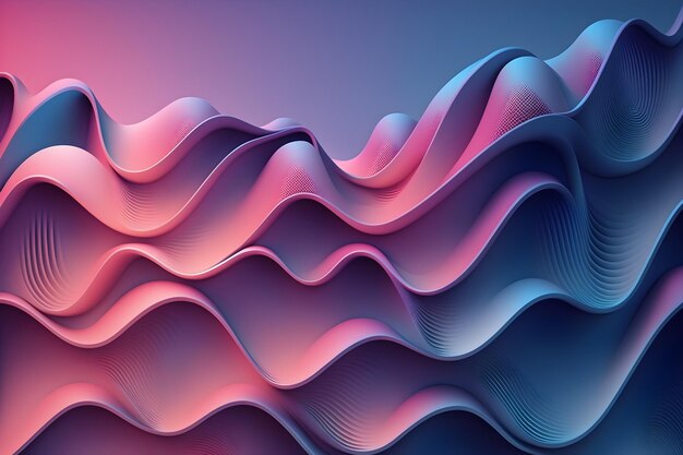 Pink and blue waves on a purple background