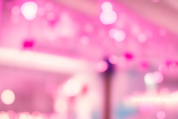 Pink Bokeh Background Of Shopping Center With Lights Blurry Image