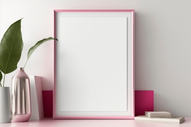 Pink border middle white copy space mockup