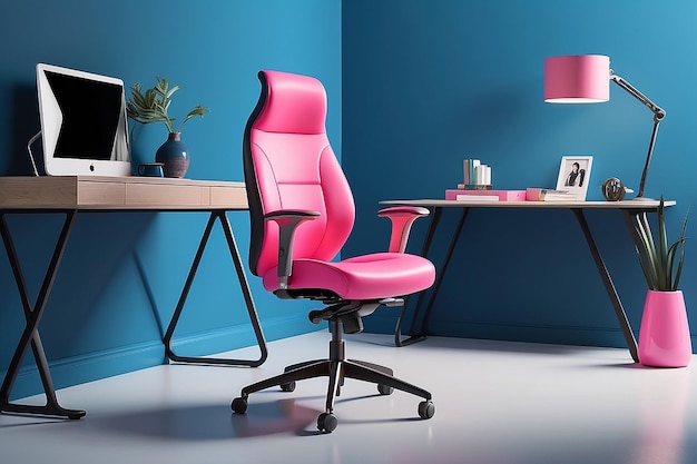 Photo pink boss office chair duotone on a blue background