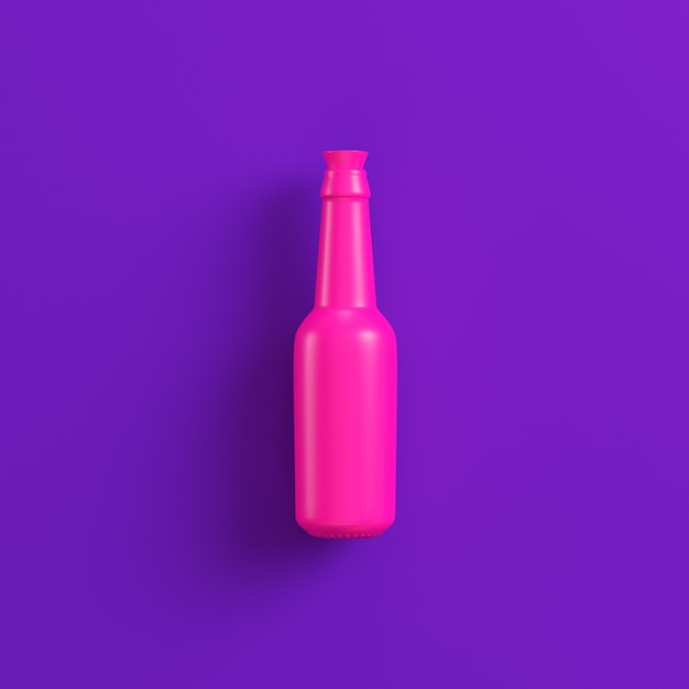 Pink bottle with stopper on purple