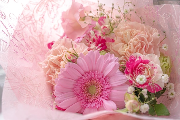 Pink bouquet and bright light