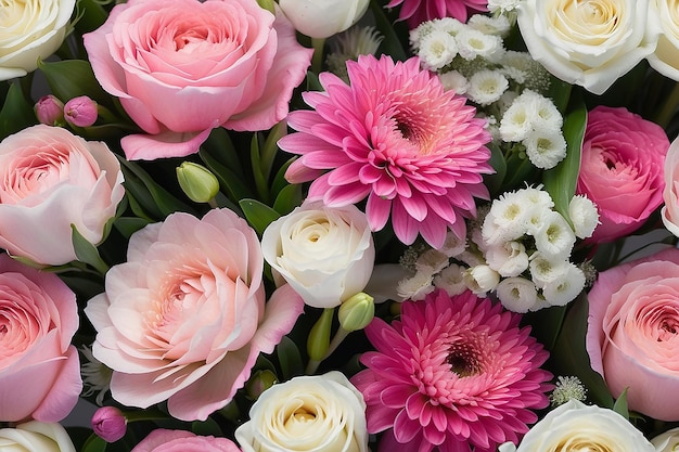 Pink bouquet of flowers close up