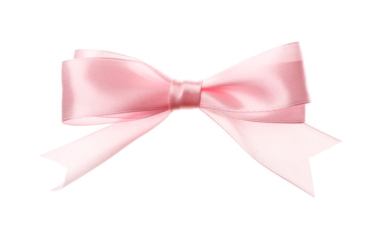 Photo pink bow isolated on white background. insulation.