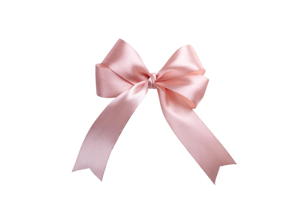 Pink bow isolated on white background A product made of satin ribbon for decorating a gift