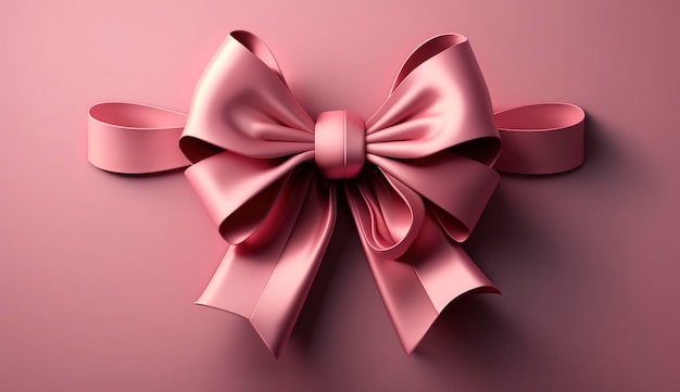 Pink bow on a pink background Generative Ai
