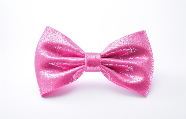 A pink bow tie on a white background