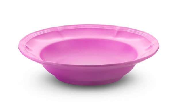 Pink bowl on white