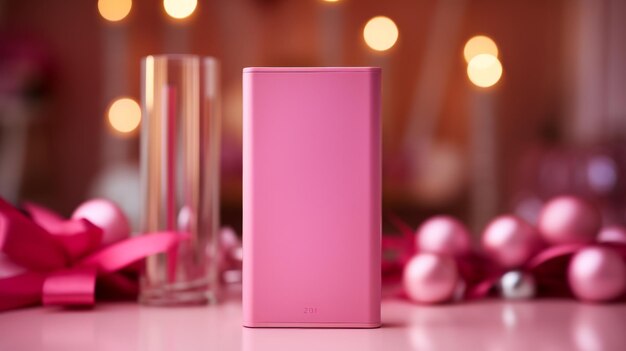 Pink Box With Bow on Table