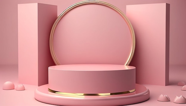 A pink box with a gold ring in the middle.