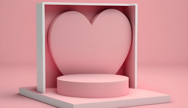 A pink box with a heart shaped box in the middle.