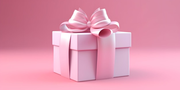 Photo a pink box with a ribbon tied around it