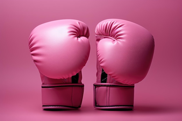 Pink boxing gloves on a pink background