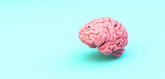 Pink brain on blue