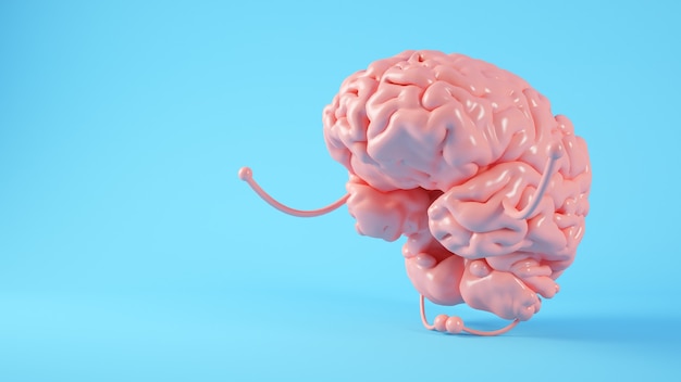 Pink brain mindfulness illustration concept 3d rendering