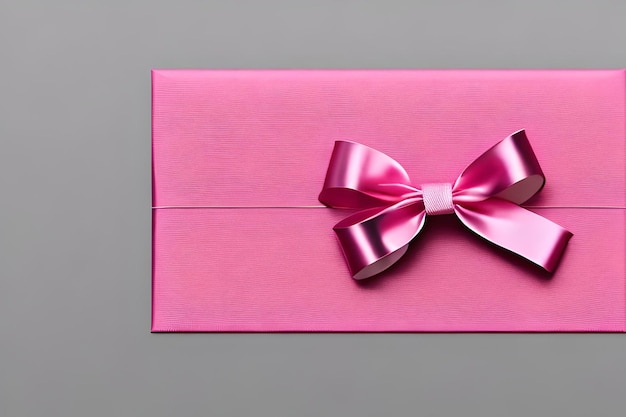 Pink bright ribbon bow tape isolated on transparent background top view copy space for gift greeting card