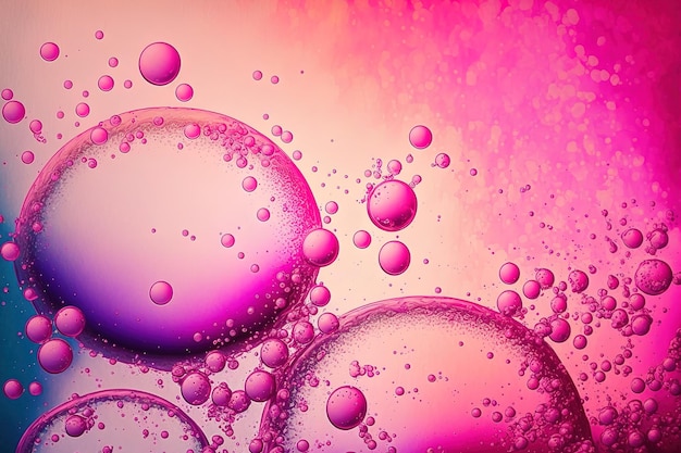 Pink bubbles and drops of crystal clarity