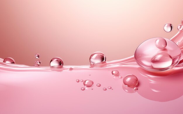 Foto bolle rosa gocce d'acqua sfondo per la pubblicità di cosmetici