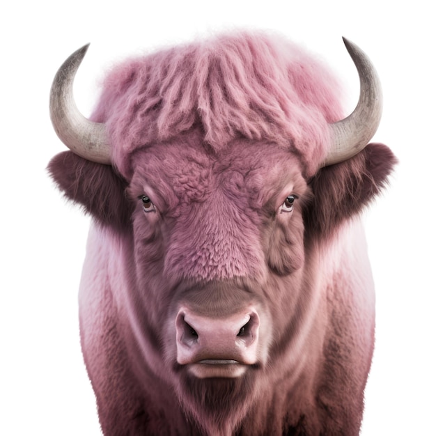 Pink buffalo on white