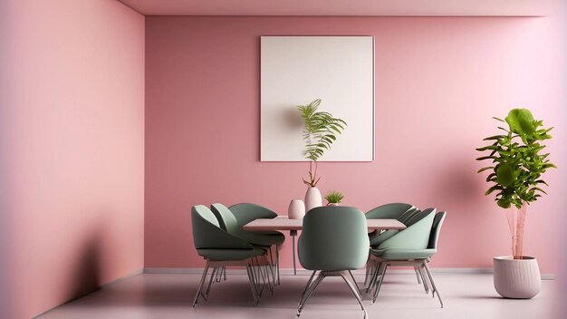 Pink business meeting and working room on office building interior design concept
