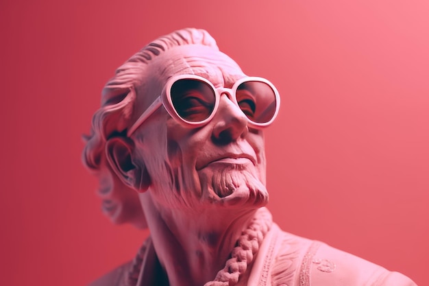 Pink bust man Face man statue Generate Ai