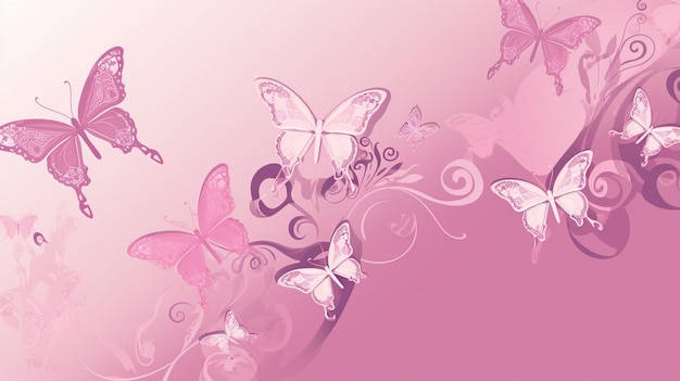 Pink butterflies on a pink background