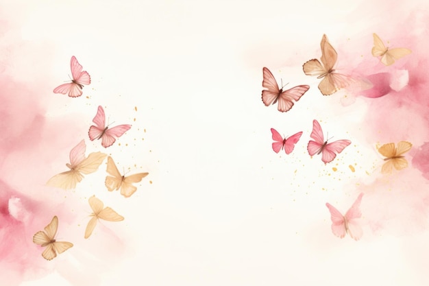 Photo pink butterflies watercolor background backgrounds petal pink