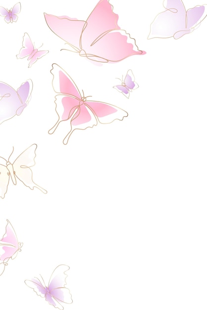 분홍색 나비 png 스티커 경계 아름다운 동물 일러스트