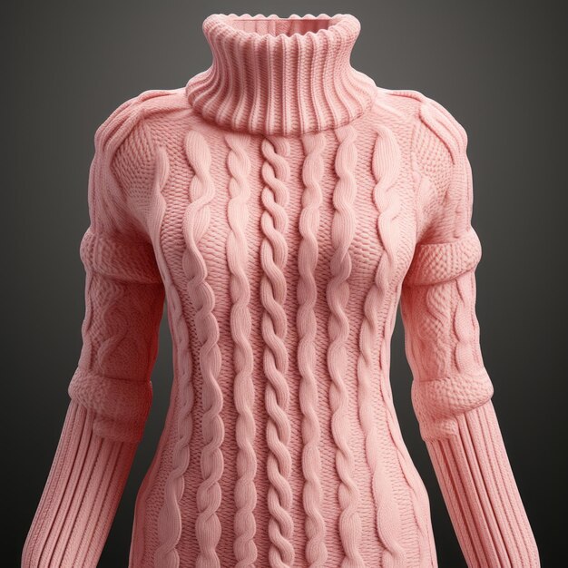 사진 핑크색 케이블 뜨개질 스웨터 초현실적인 3d 그림과 zbrush 스타일