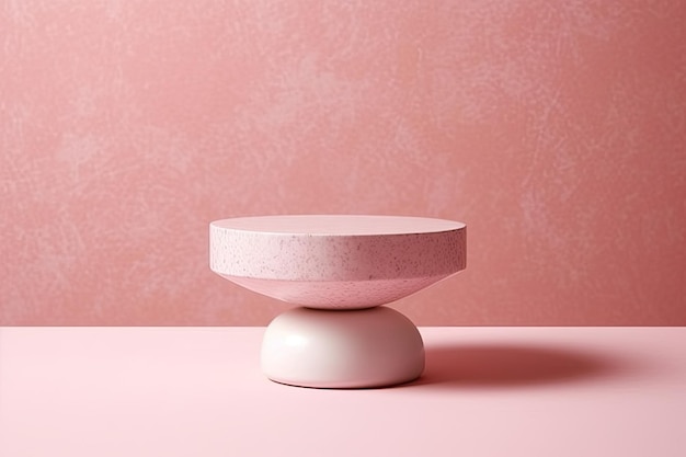 A pink cake stand on a pink background