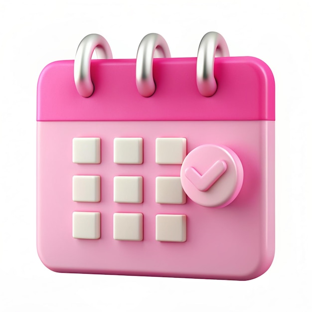 Фото Розовый календарный график или напоминание дата время значок значка или символ 3d иллюстрация фона