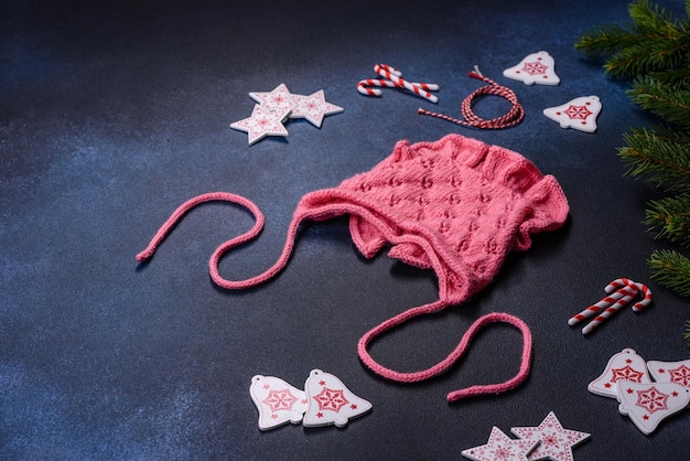 Pink cap for a young child Clothing in the first days of the child's life