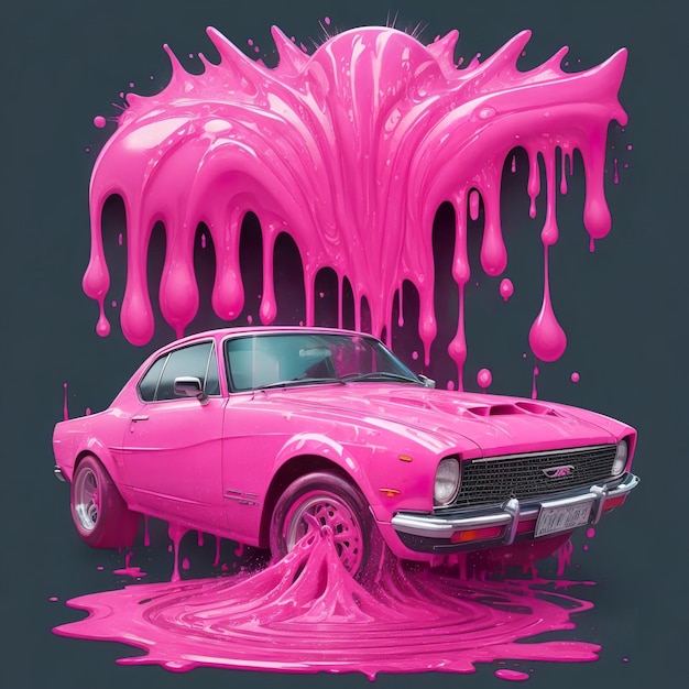 Pink car dripping with jelly slime barbie edition