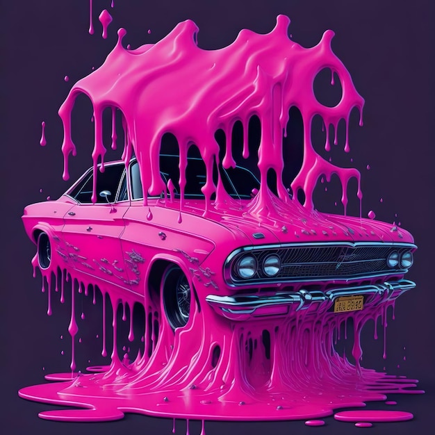 Pink car dripping with jelly slime barbie edition