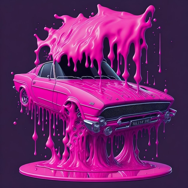 Pink car dripping with jelly slime barbie edition