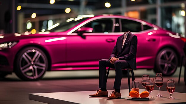 pink car HD 8K wallpaper Stock Photographic Image