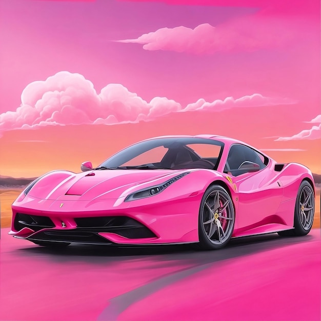 A pink car wallpaper generate by AI