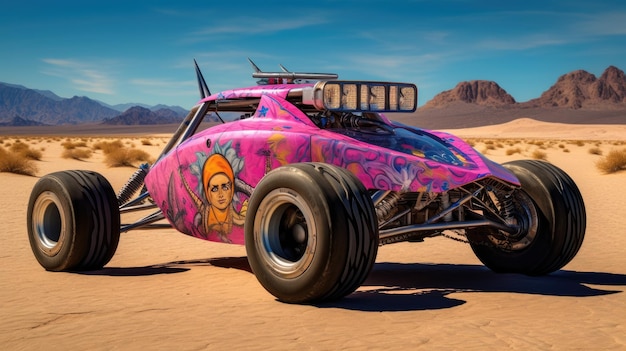 A pink car with a picture of a woman on the side that says'hot wheels'on it