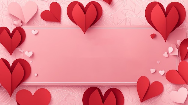 Photo a pink card with hearts on it