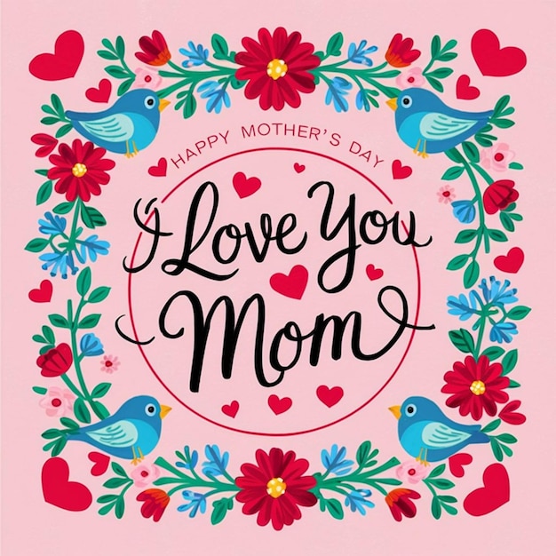 어머니의 날 축하 사진이 있는 분홍색 카드