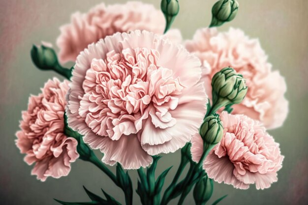 Pink carnation flower Abstract natural background Selective focusGenerative AI