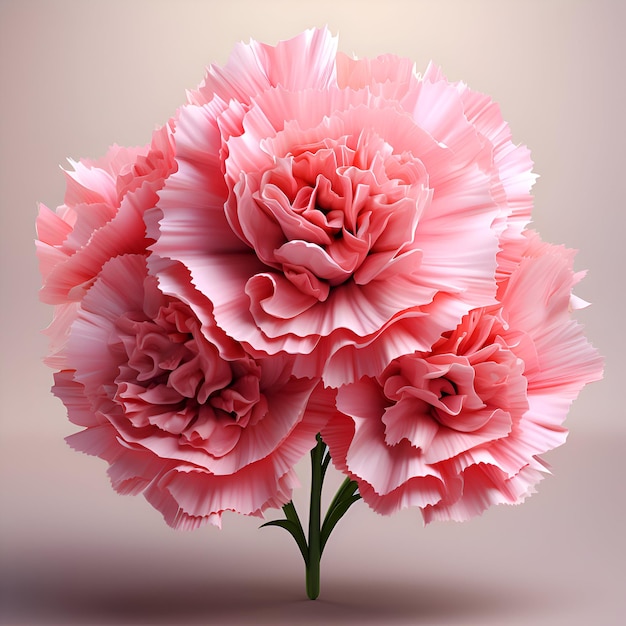 Photo pink carnation flower bouquet isolated on white background 3d render